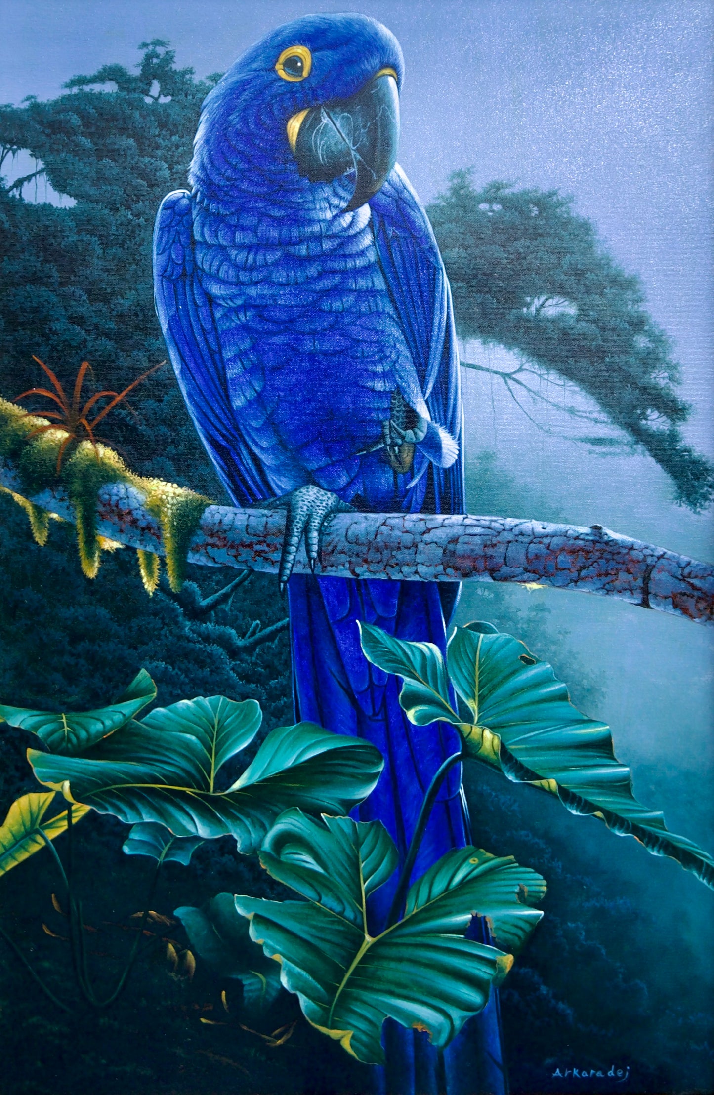 Blue Parrot in the Jungle | 60 x 90 cm